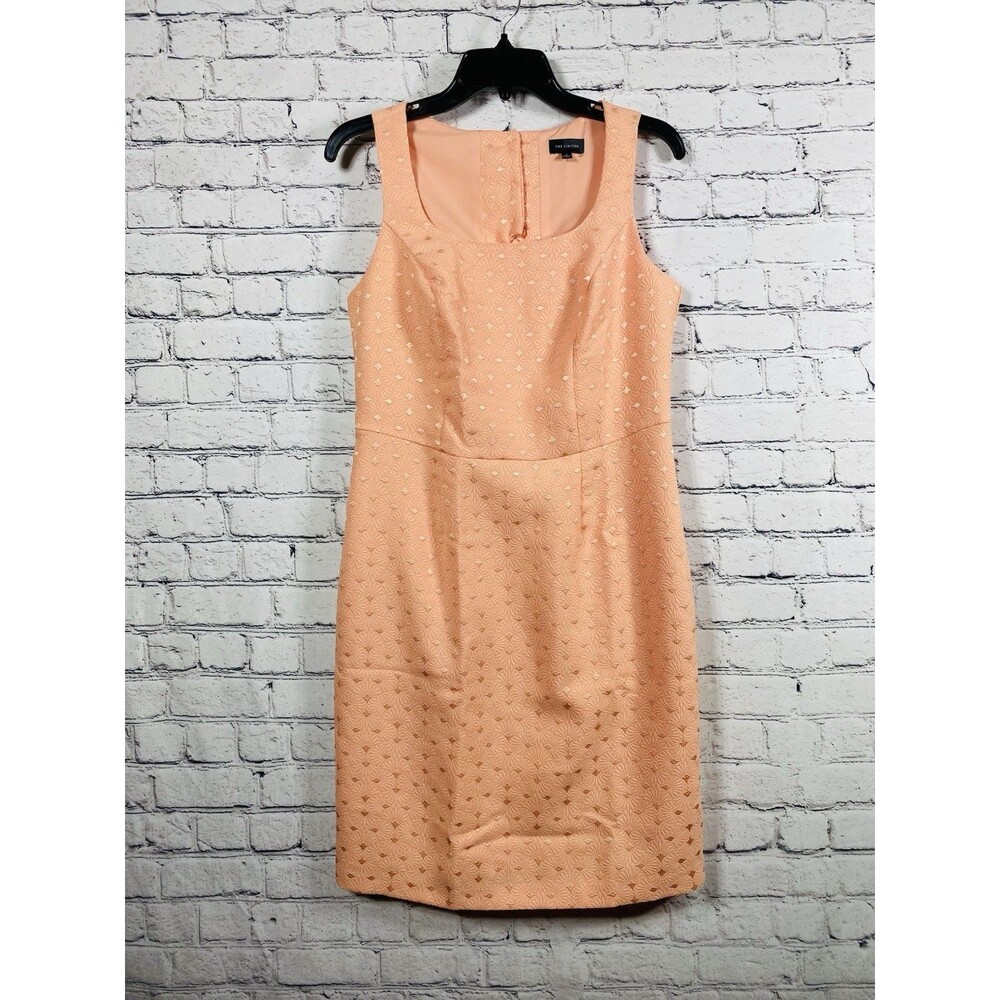The‎ Limited Women Sheath Dress Sleeveless Jacquard Floral Peach Size 8